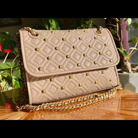 Tory Burch Leather Fleming Convertible Small ShoulderBag With Studs Pink Blush - Picture 2 of 14